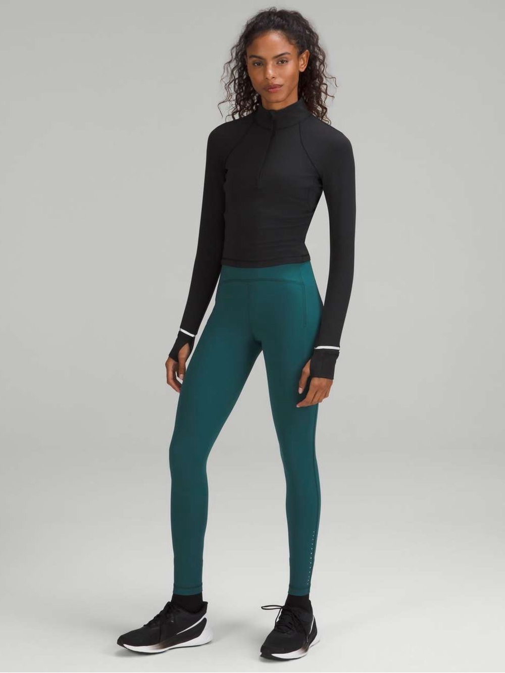 🆕🖤 Lululemon It’s Rulu Run Ribbed Cropped Half Zip - Black